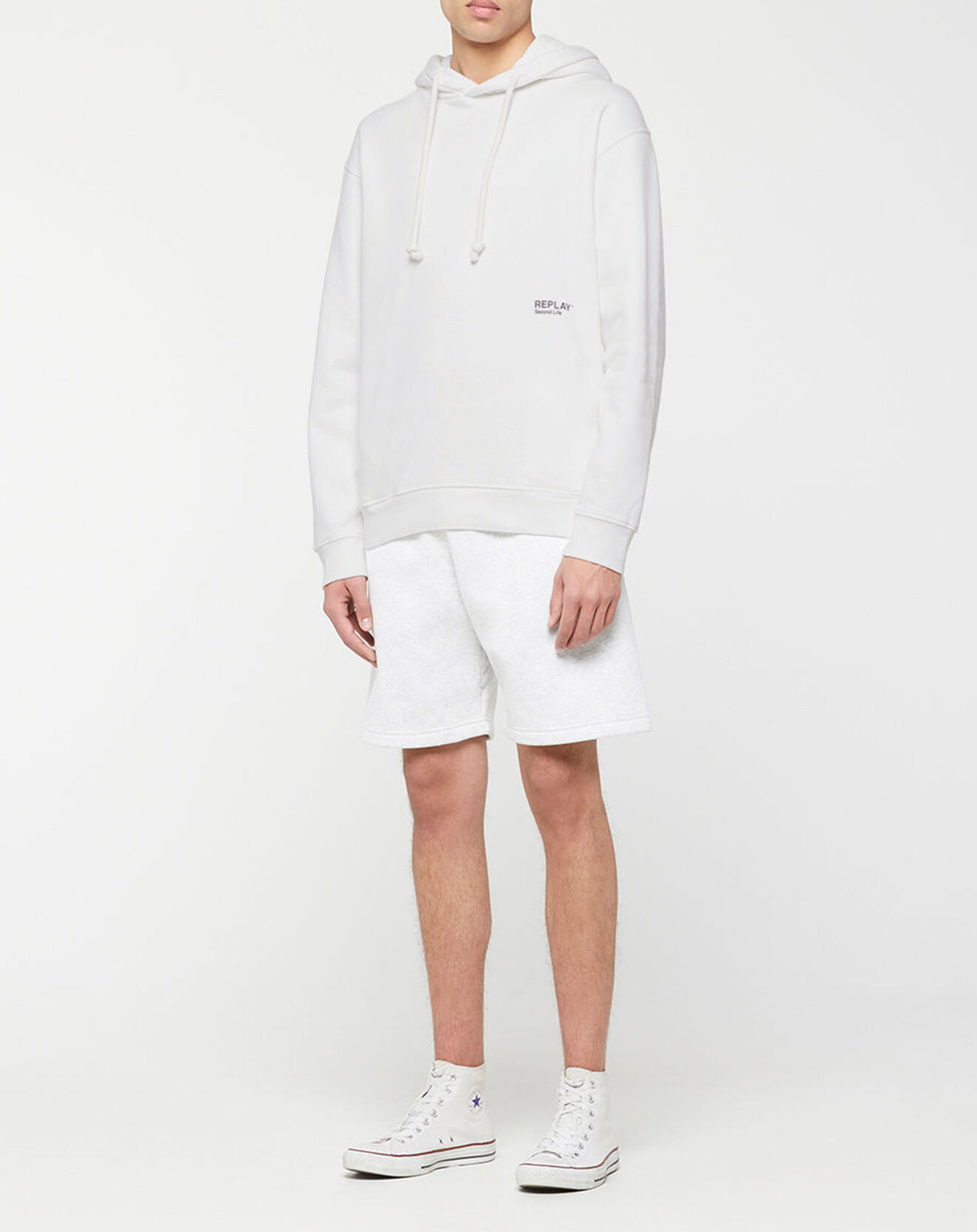 Replay Sweat Chalk Logo Down blanc