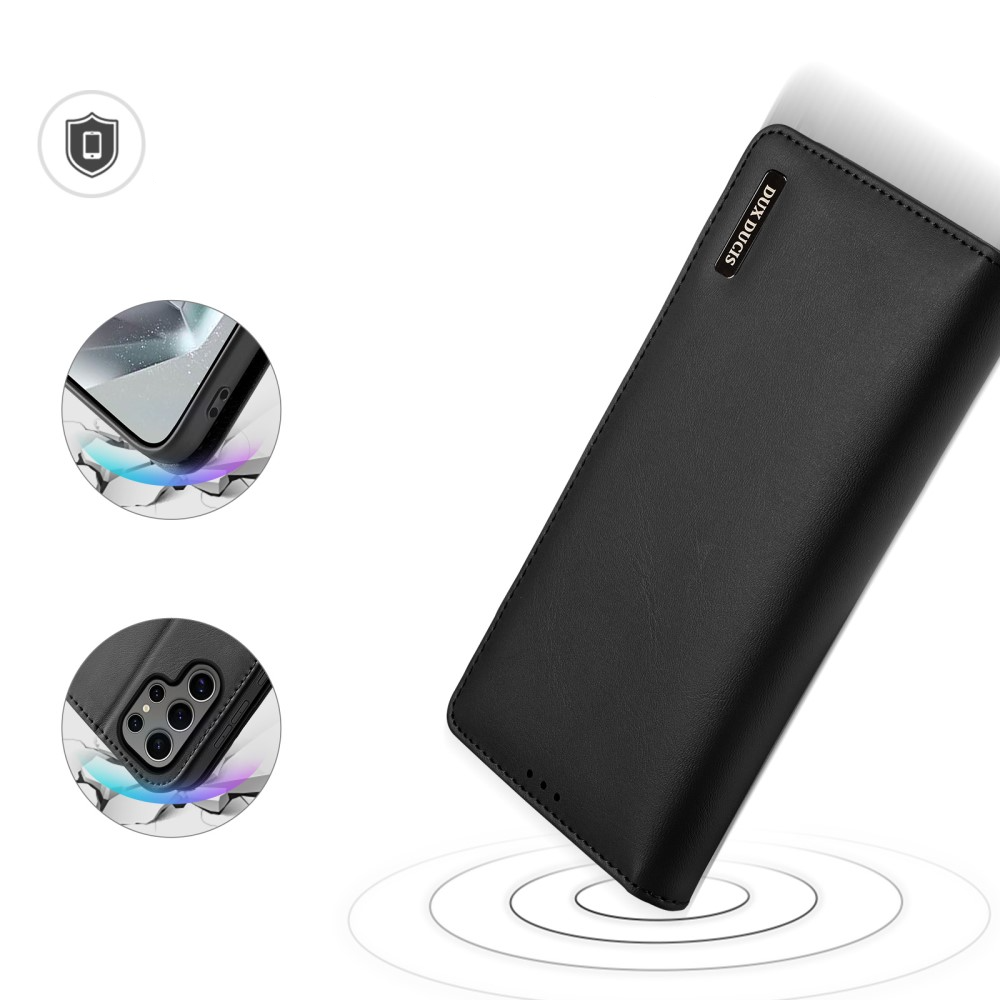 Samsung Galaxy S25 Ultra Flip Wallet Cover Echtleder Tasche (RFID Schutz) - Schwarz