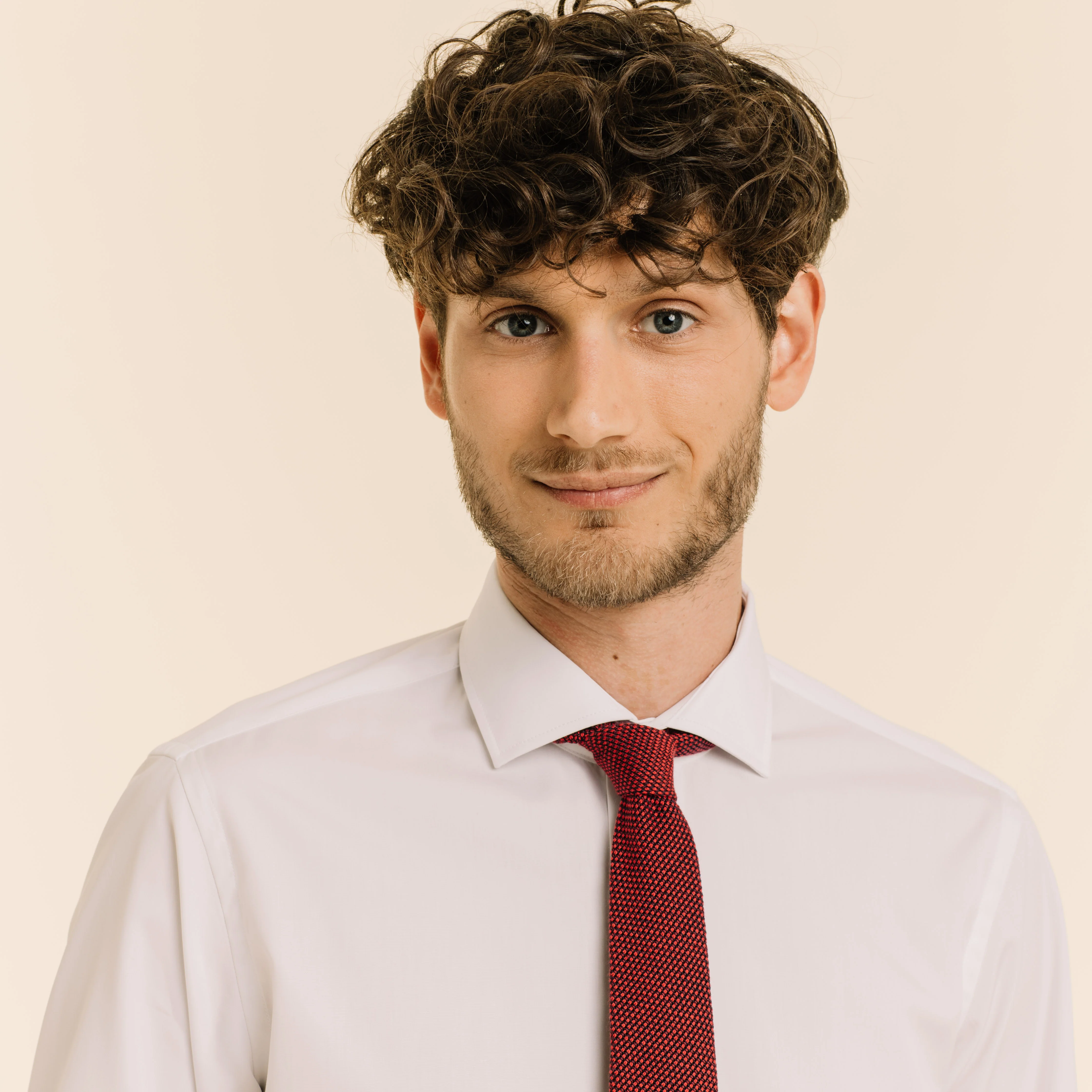 Red silk and cotton grenadine tie