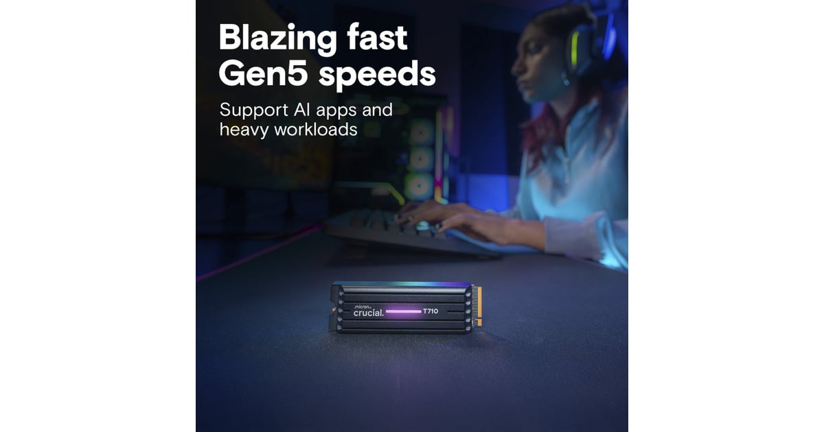 CrucialT710 2 TB SSD  (PCIe 5.0 x4, NVMe 2.0, M.2 2280, incl. heatsink)