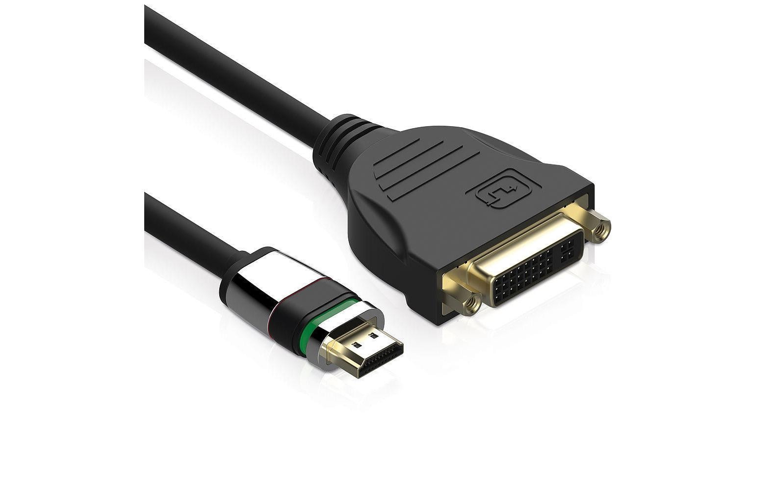 Adapter HDMI Stecker – DVI BuchseZertifizierter 2K High Speed HDMI / DVI Portsaver Adapter