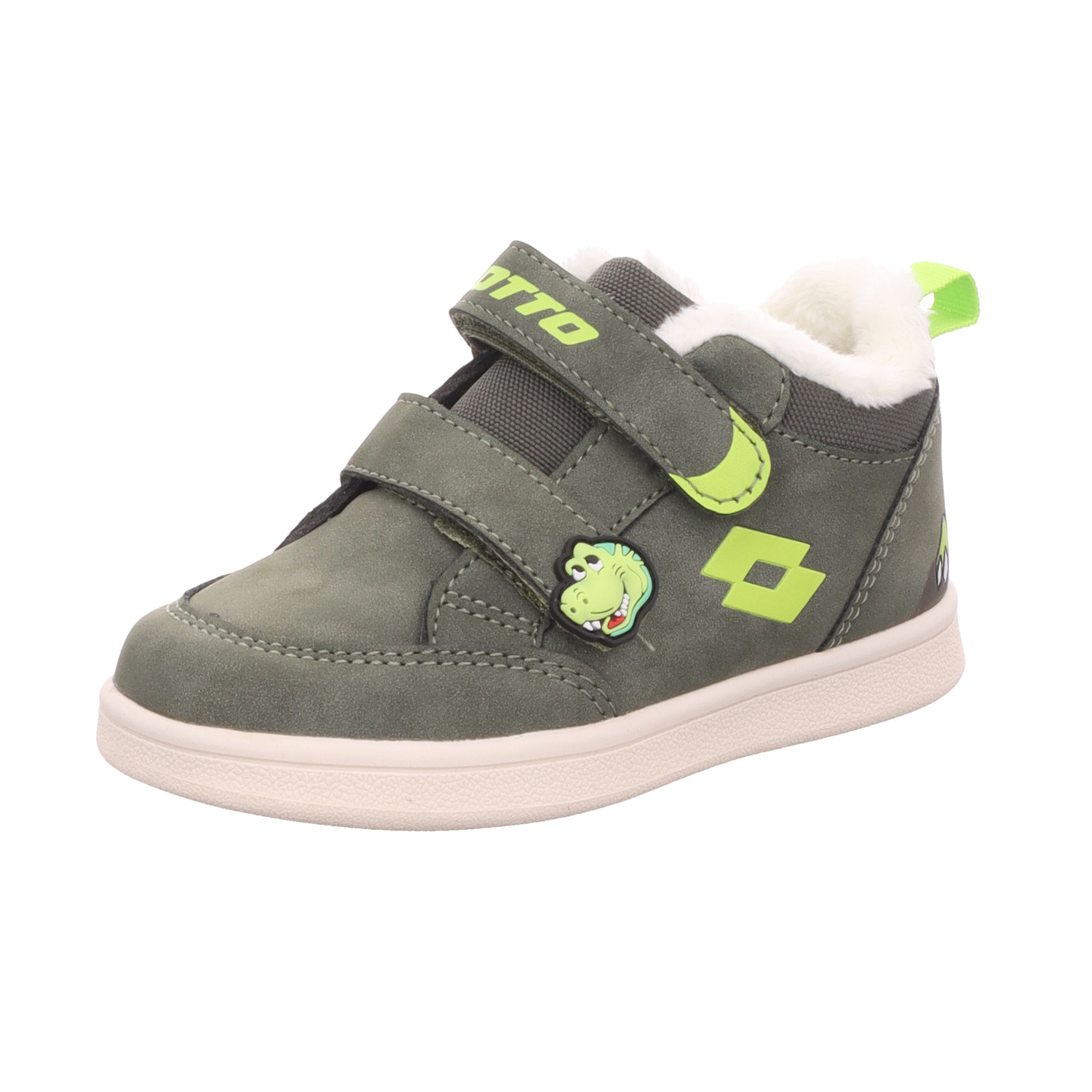 Lotto Lifes Kinder-Jungen-Sneaker-Slipper-Klettschuh VELBANI FUR M Oliv-Grün