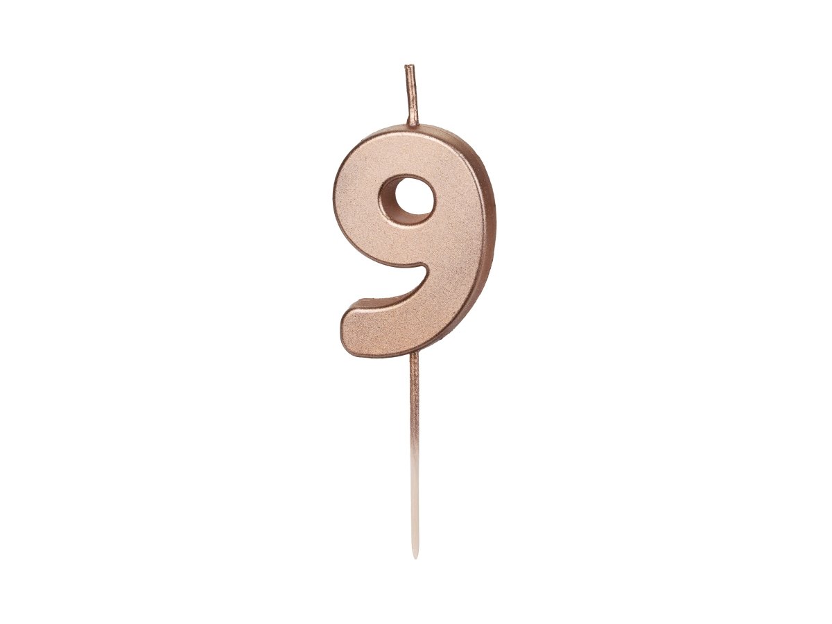 9 Jaar Kaars Rose Goud 9cm