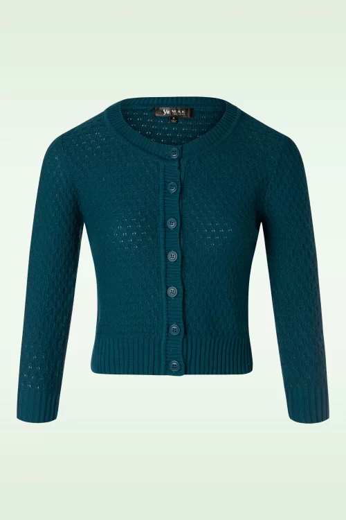 Mak Sweater Jennie vest in petrol blauw