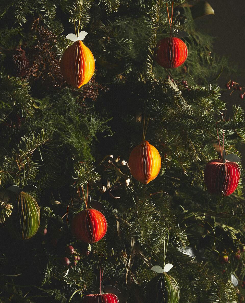 Pacote com 4 Decorações de Natal em Papel de Frutas
