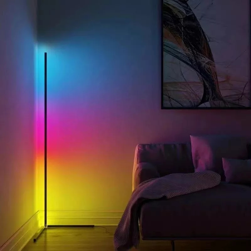 (150cm) LED RGB Stehlampe Gaming Hintergrund Beleuchtung mit Soundsteuerung und Appsteuerung   Fernbedienung - Schwarz