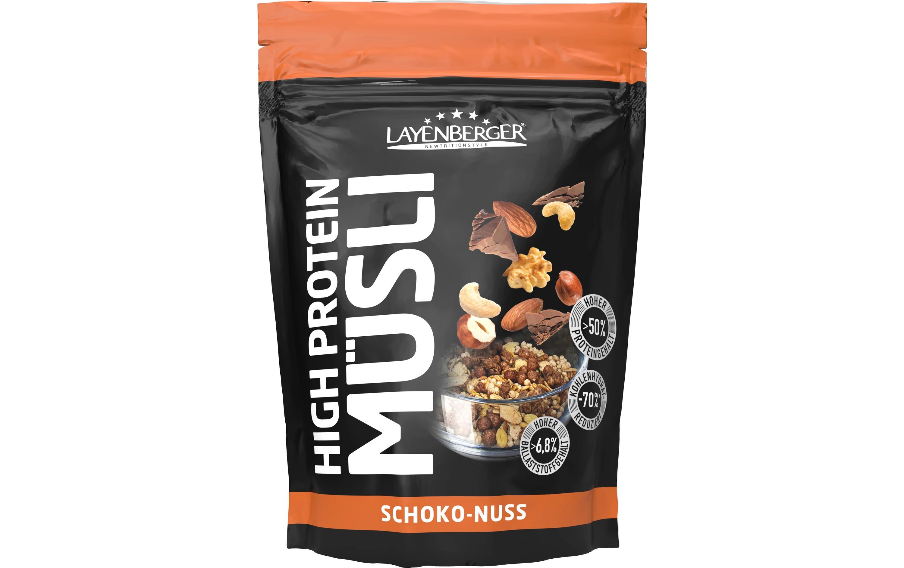 Müesli 3K Protein Schoko-Nuss 390 gProteinreiches Knuspermüesli mit Schokolade und Nüssen im wiederverschliessbarem Beutel