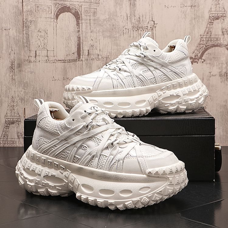 Mr Ozera - Mesh Panel Veterschoenen Platform Sneakers