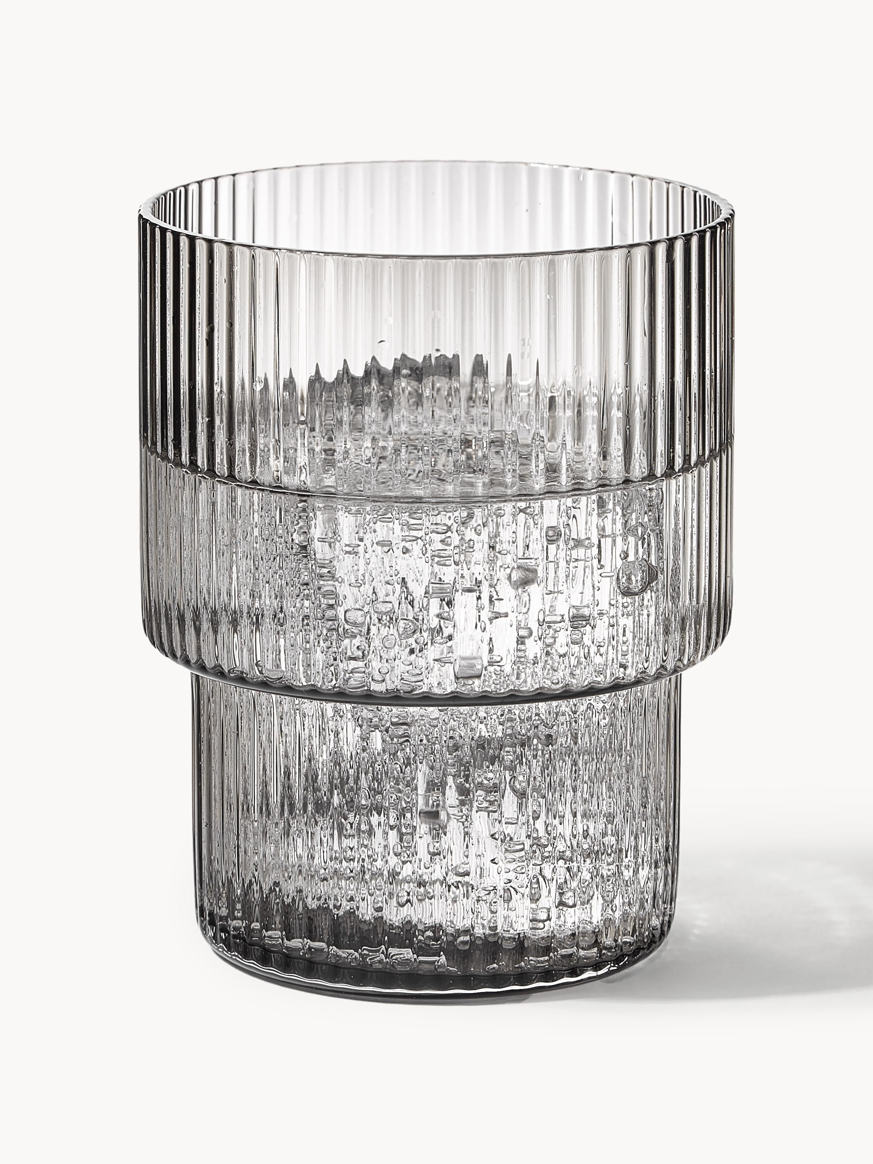 Mondgeblazen tumblers Ripple met groefreliëf, 4-delig