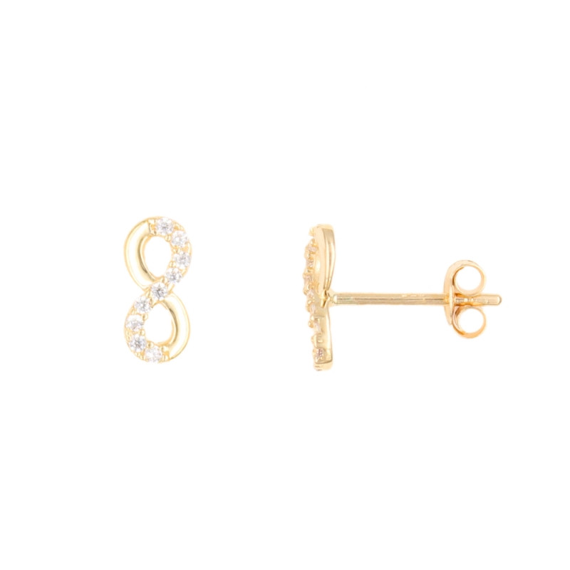 Boucles d'Oreilles Or Jaune - Inifini Pavé de Zirconiums - Femme ou Enfant