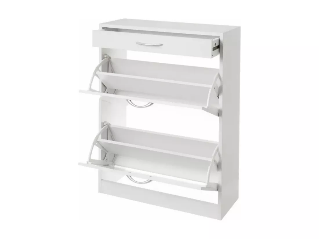 Meuble à chaussures, armoire à chaussure coloris blanc - Longueur 60 x Profondeur 24 x Hauteur 80 cm