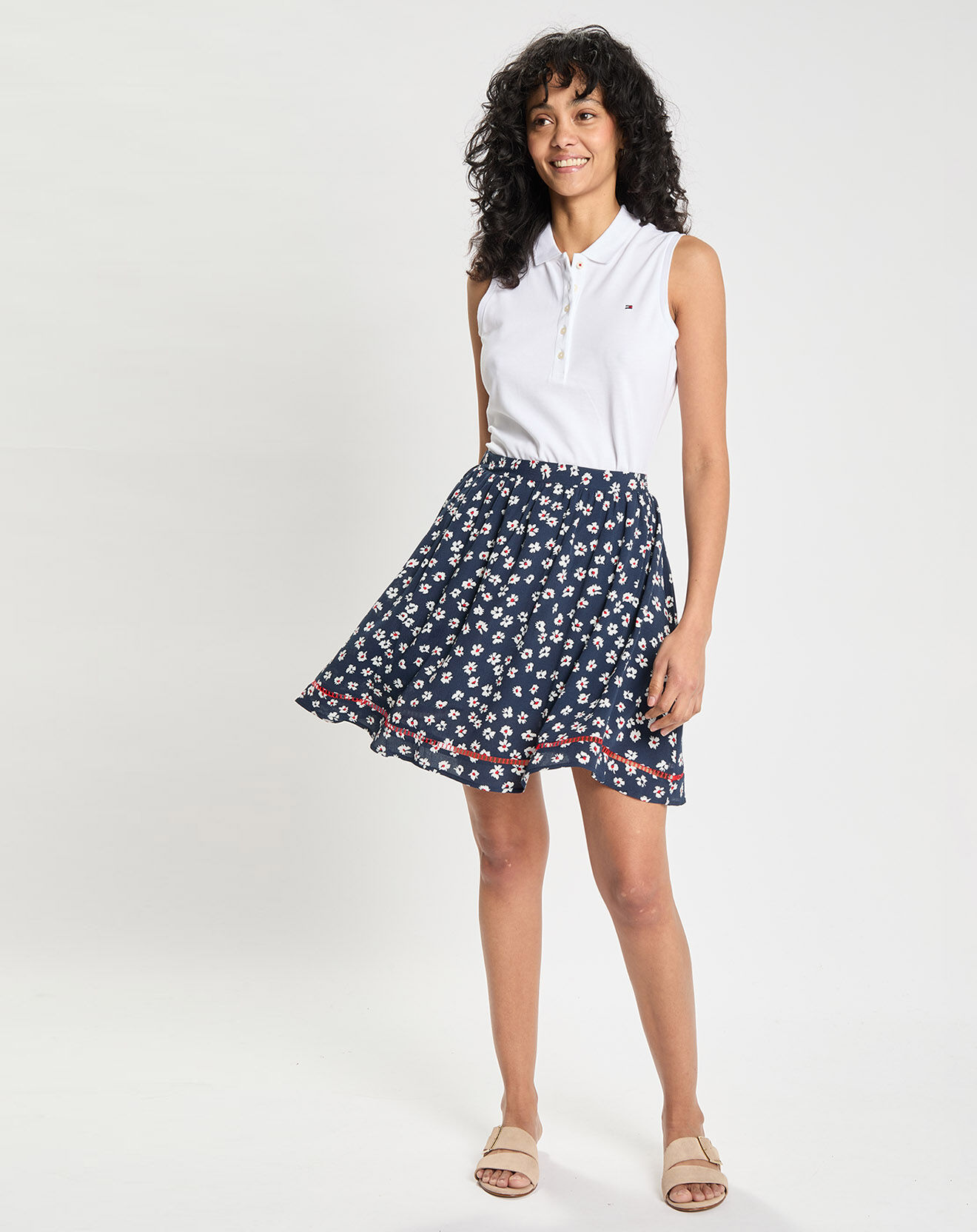 Tommy Jeans Jupe fluide à fleurs bleu marine