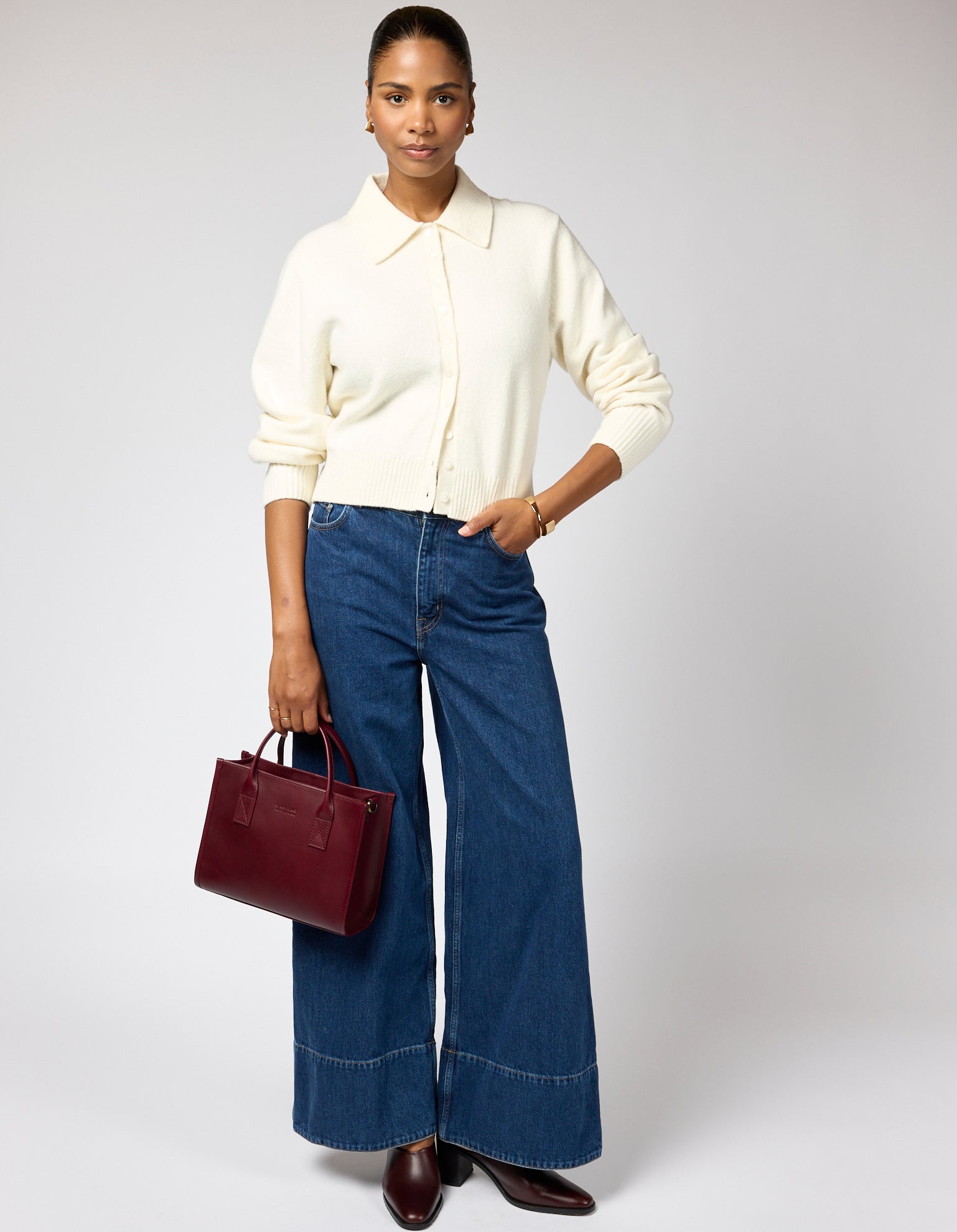 Jackie Midi   Leather Strap - Dark Cherry Classic Leather