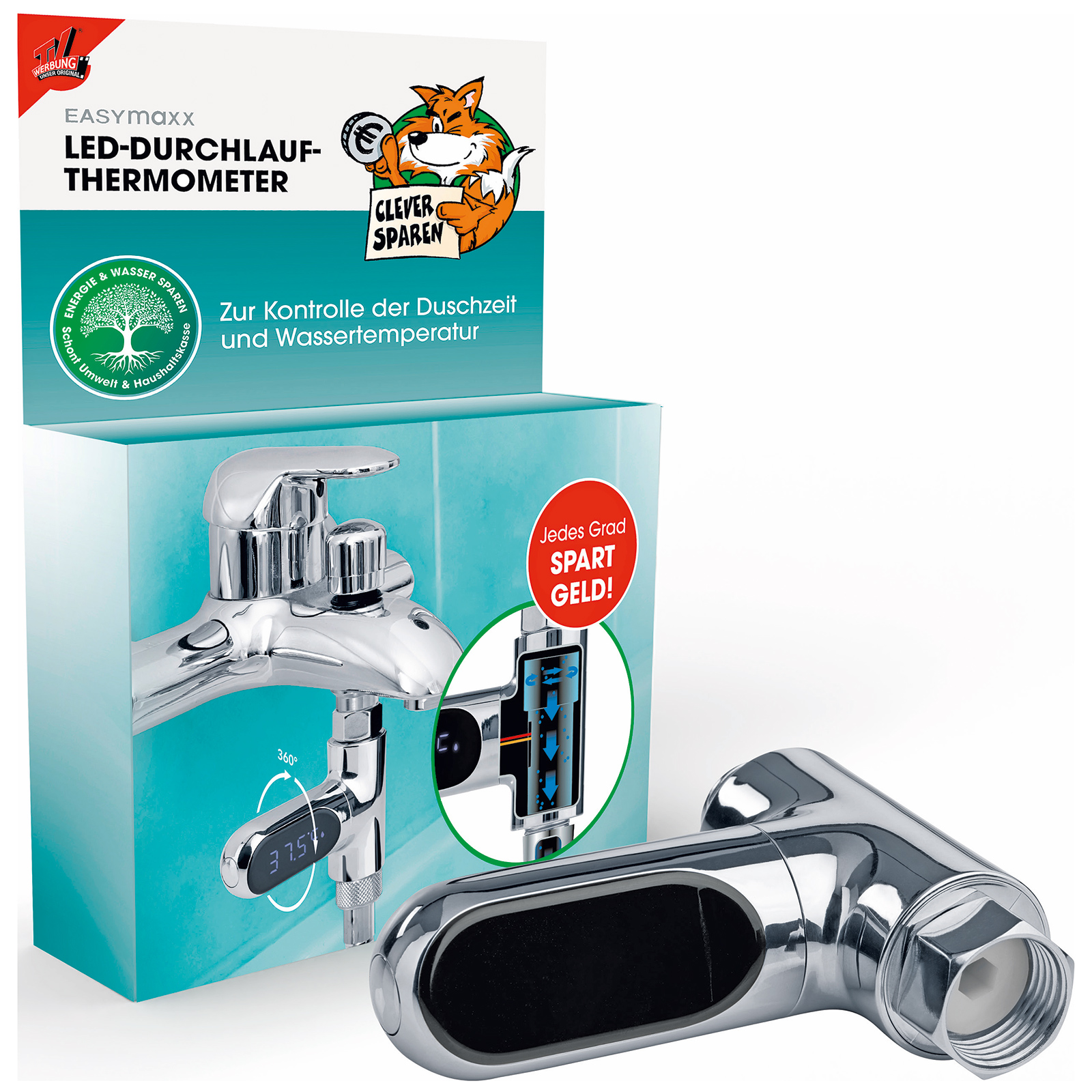 MAXXMEE Thermometer für Wasserarmaturen - LED-Anzeige
