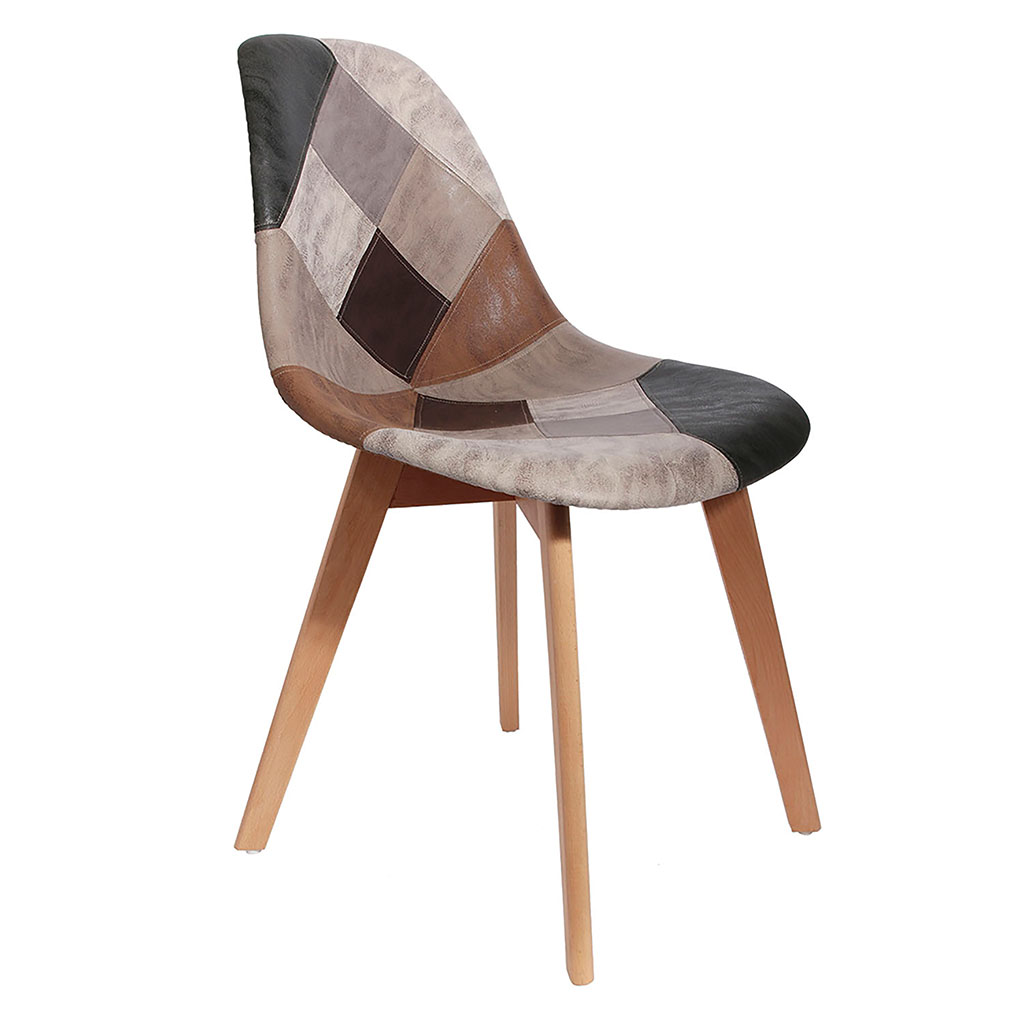 Chaise à motif patchwork marron