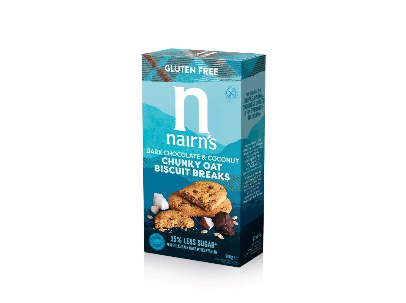 BOLACHAS NAIRNS AVEIA CHO COCO S/GLÚT 160 G