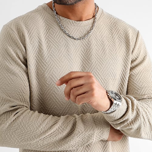 Sweat Crewneck Texturé Maze 3056 Beige