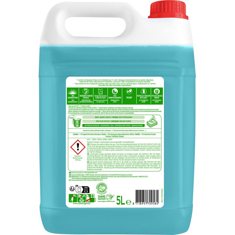 Nettoyant multi-usages Ajax Eucalyptus - Bidon de 5 L