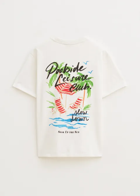T-shirt met print leisure club off-white (WIT.O)