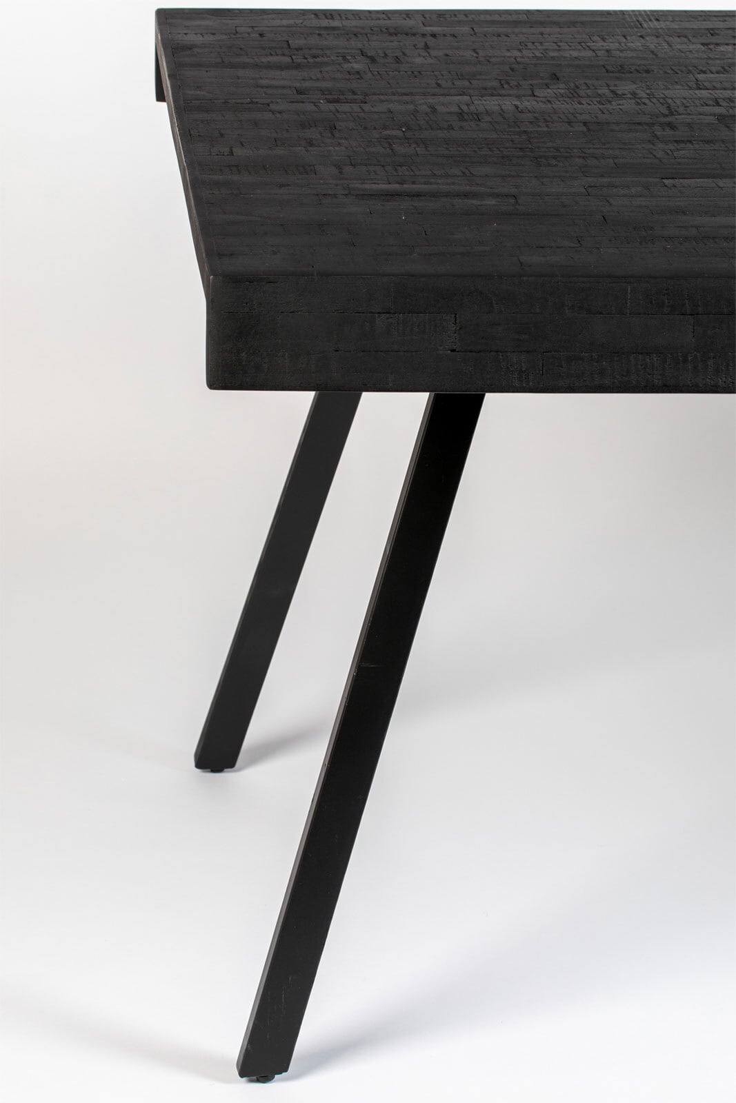 Esstisch SURI 90 x 200 cm Teakholz massiv schwarz