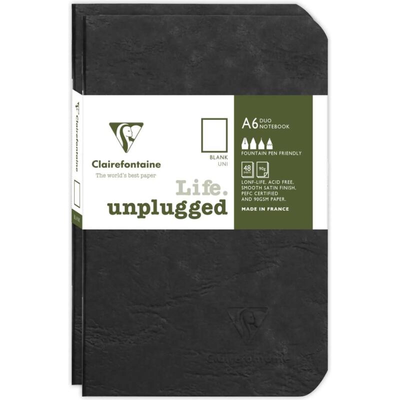 Set de 2 carnets piqués Age Bag 9x14 96 pages uni - Noir