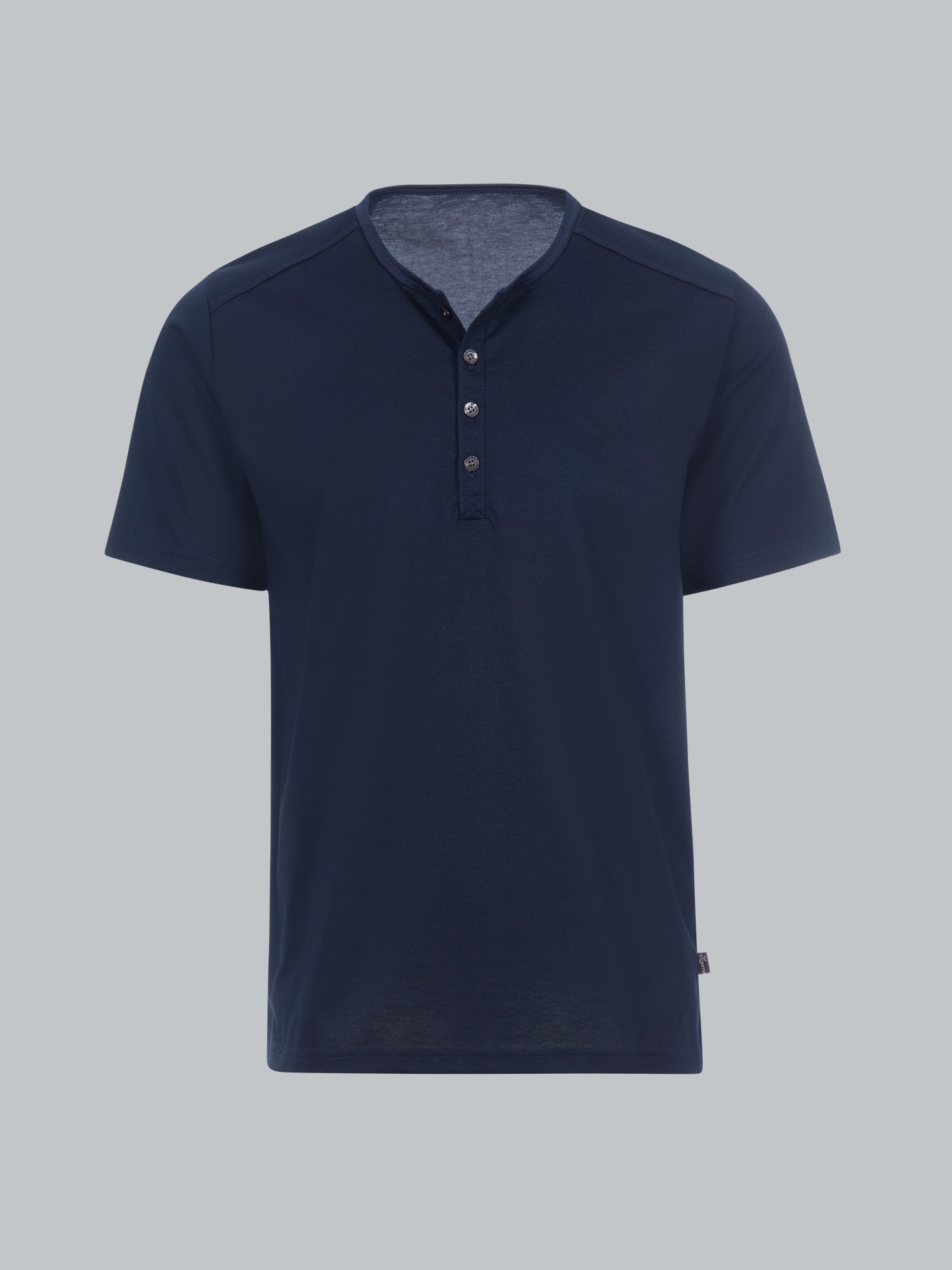 T-Shirt mit Knopfleiste DELUXE Baumwolle Navy