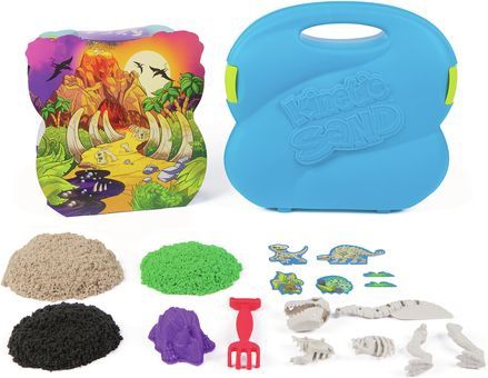 Kinetic Sand - T-Rex Ontdekkingsset - 680 g - Natuurlijk Bruin - Zwart - Neongroen
