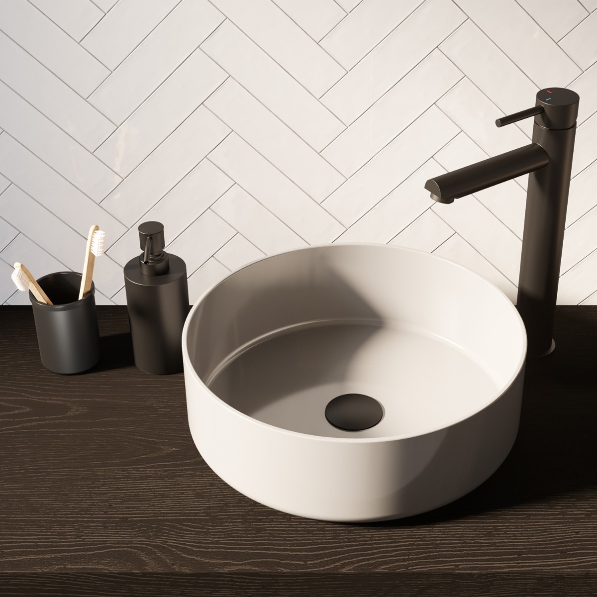 Brauer Black Edition zeepdispenser en beker zwart mat