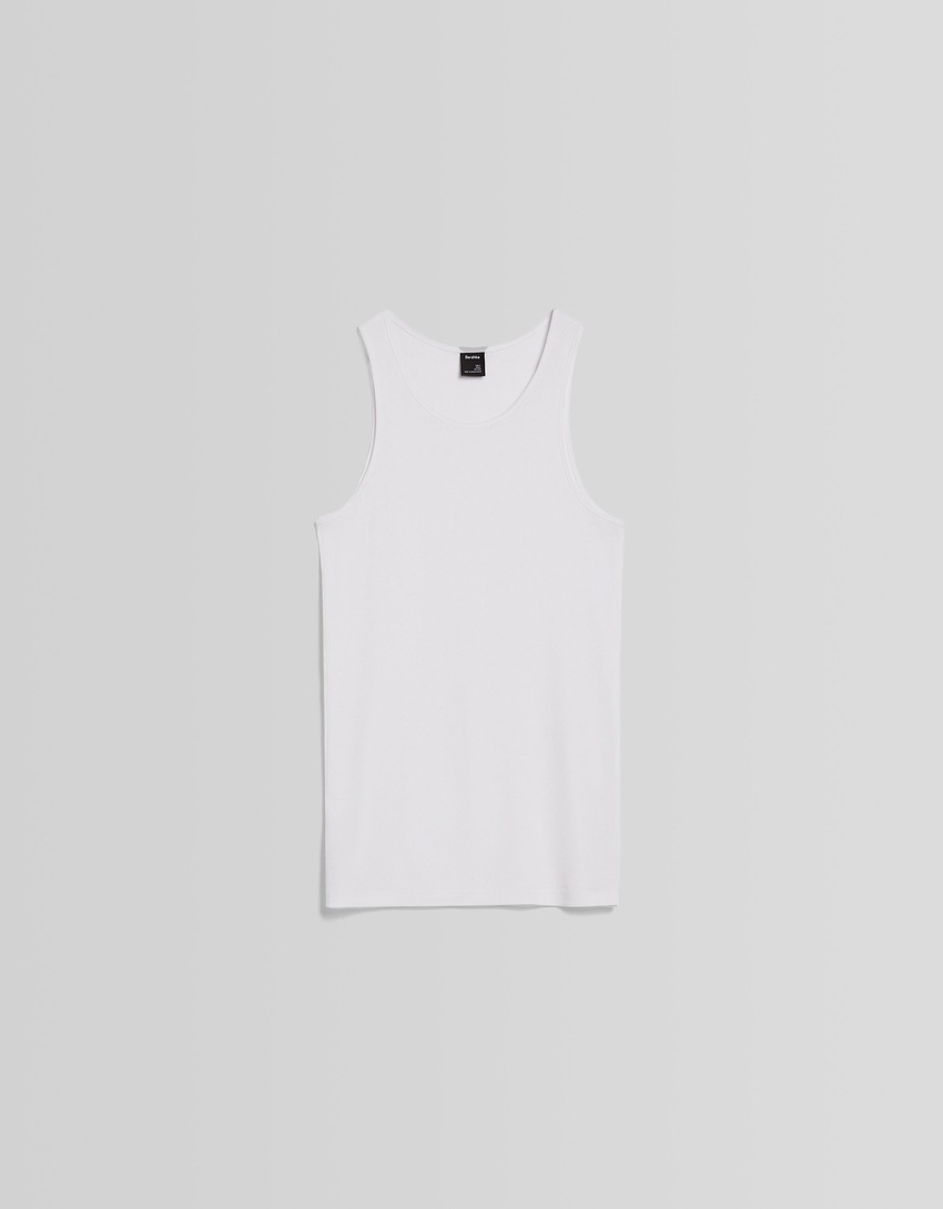 Camiseta canelada com alças finas