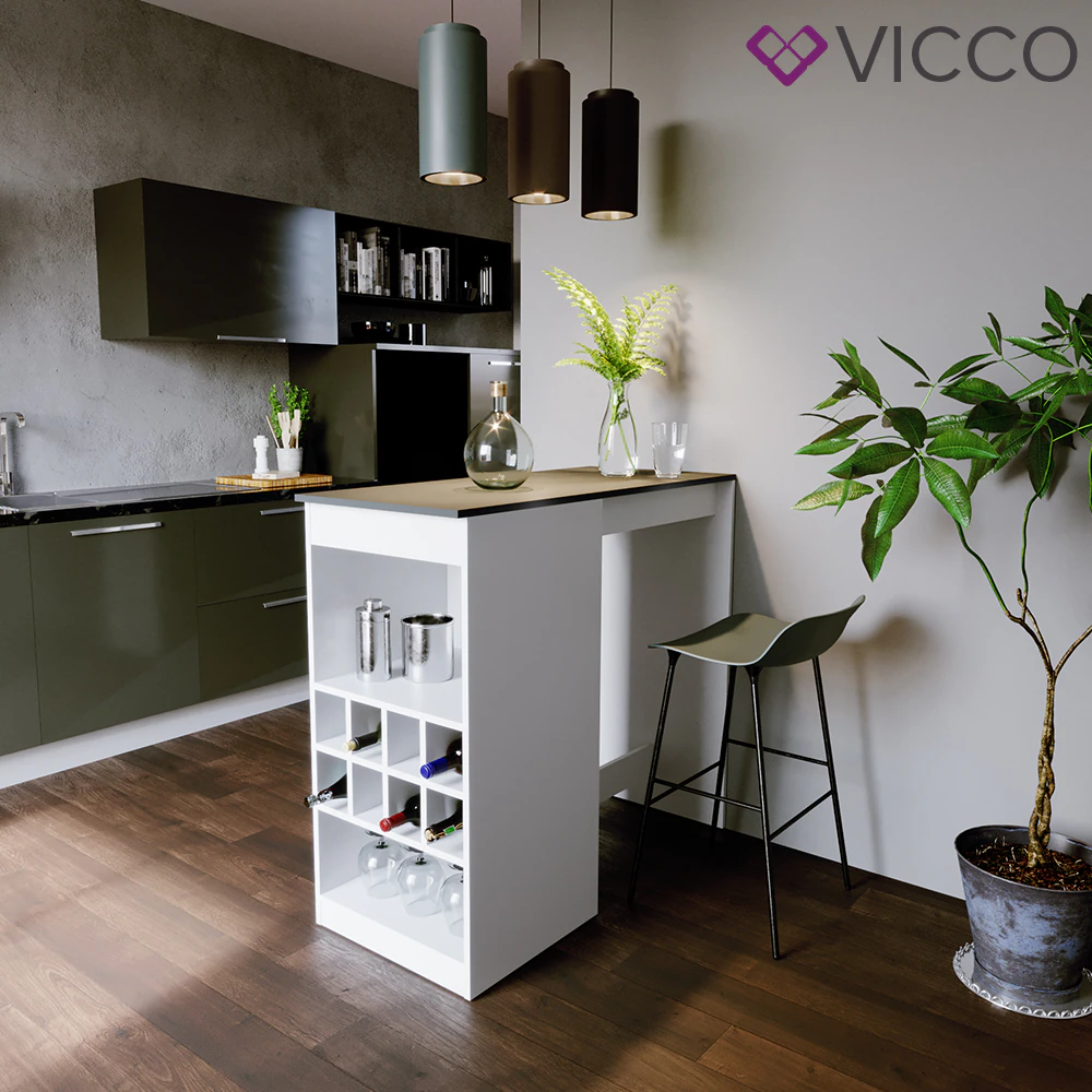 VICCO Bartisch ROSS Weiß Anthrazit Bartresen Stehtisch Tresentisch Bistrotisch