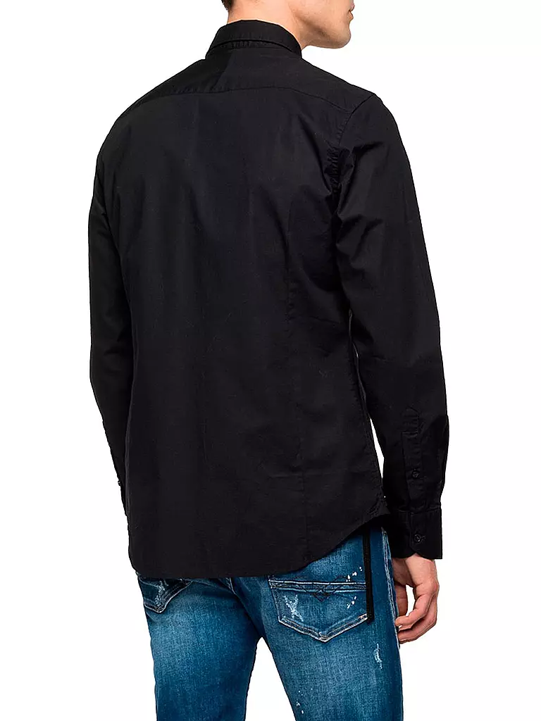 REPLAY Hemd Slim Fit schwarz