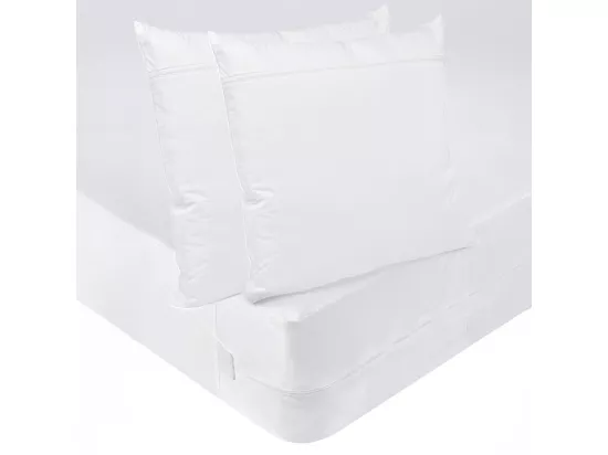 Pack Protège-matelas 160x200cm + 2 Protège oreillers 63x63cm Anti-punaises de lit - 2 personnes - Housse intégrale imperméable