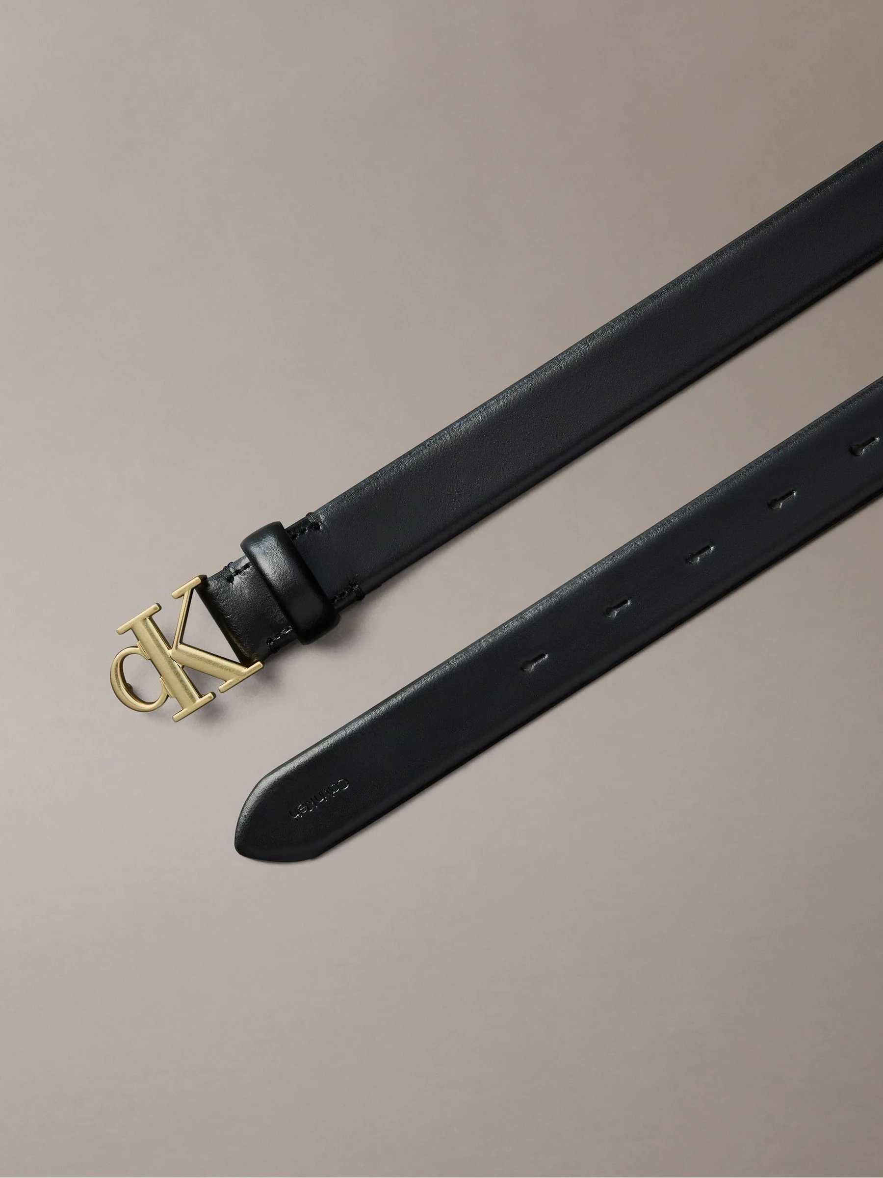 Zwart - Calvin Klein Full Grain Leather Logo Belt