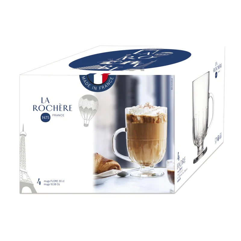 Lot de 4 mugs, FLORE La Rochère