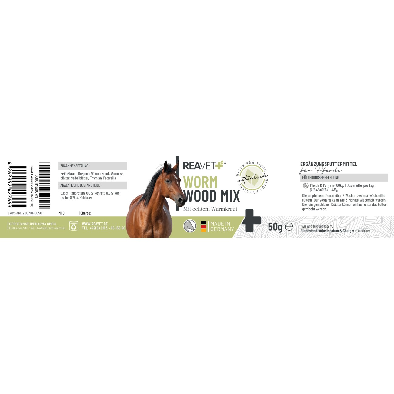 REAVET Wormwood Mix Pulver für Pferde 50g