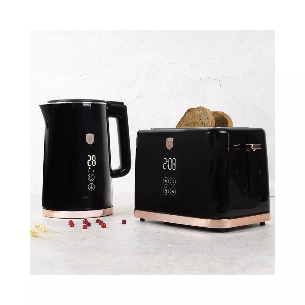 Berlinger Haus Wasserkocher & Toaster mit Digitalanzeige Black Rose Collection