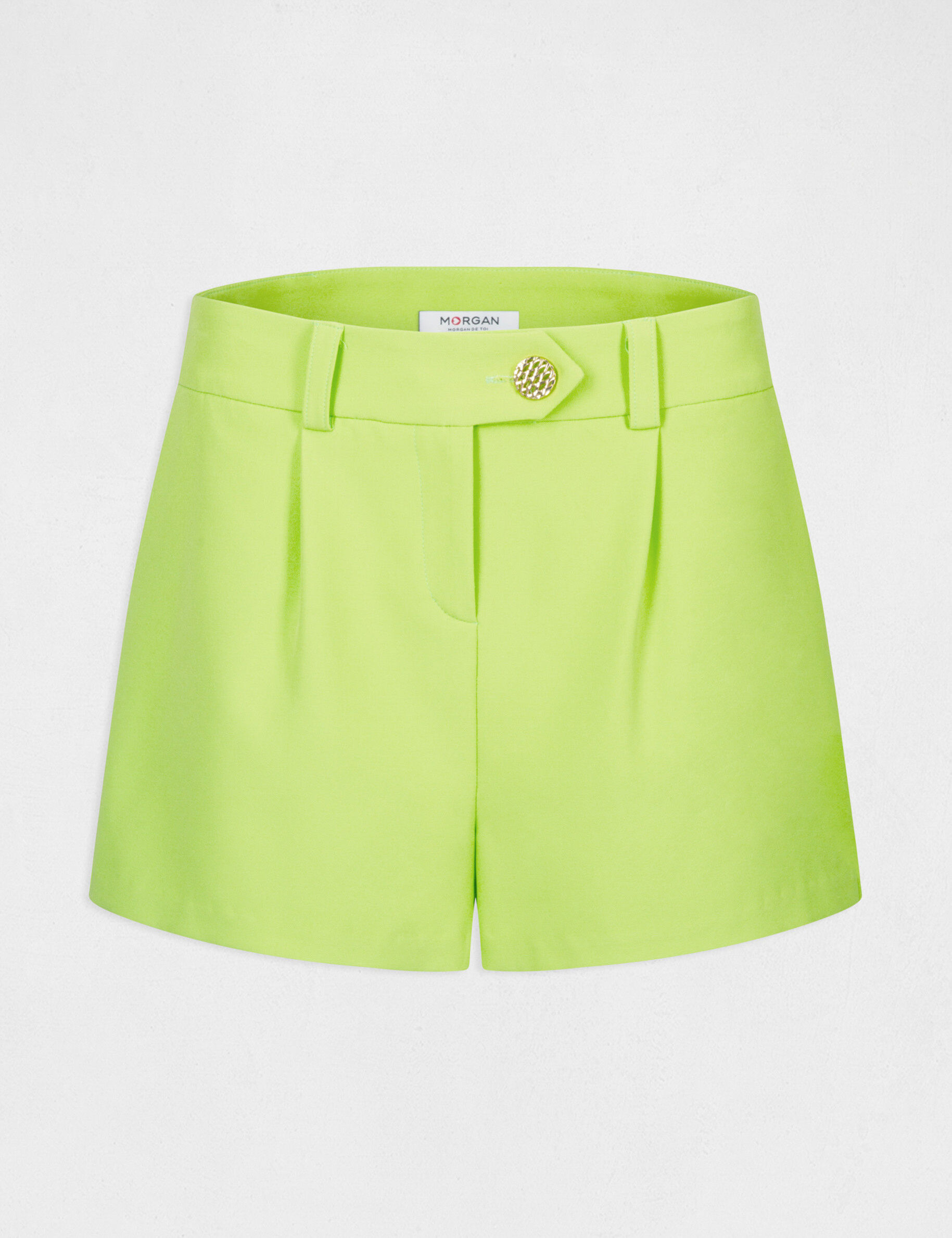 Short city droit à pinces anis femme - anis