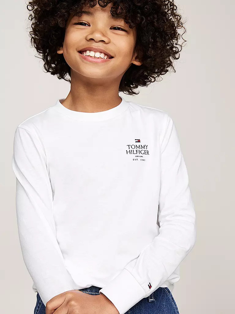 TOMMY HILFIGER Jungen Langarmshirt weiss