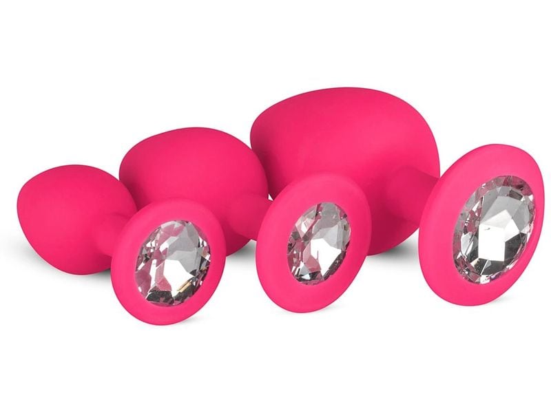 Easytoys Anal Plug aus Silikon mit Diamant Pink Sexspielzeug Kollektion für die anale Stimulation