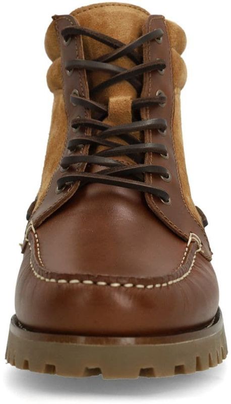 MANFIELD - Veterboots - Cognac - Leer - Profielzolen - Snoersluiting