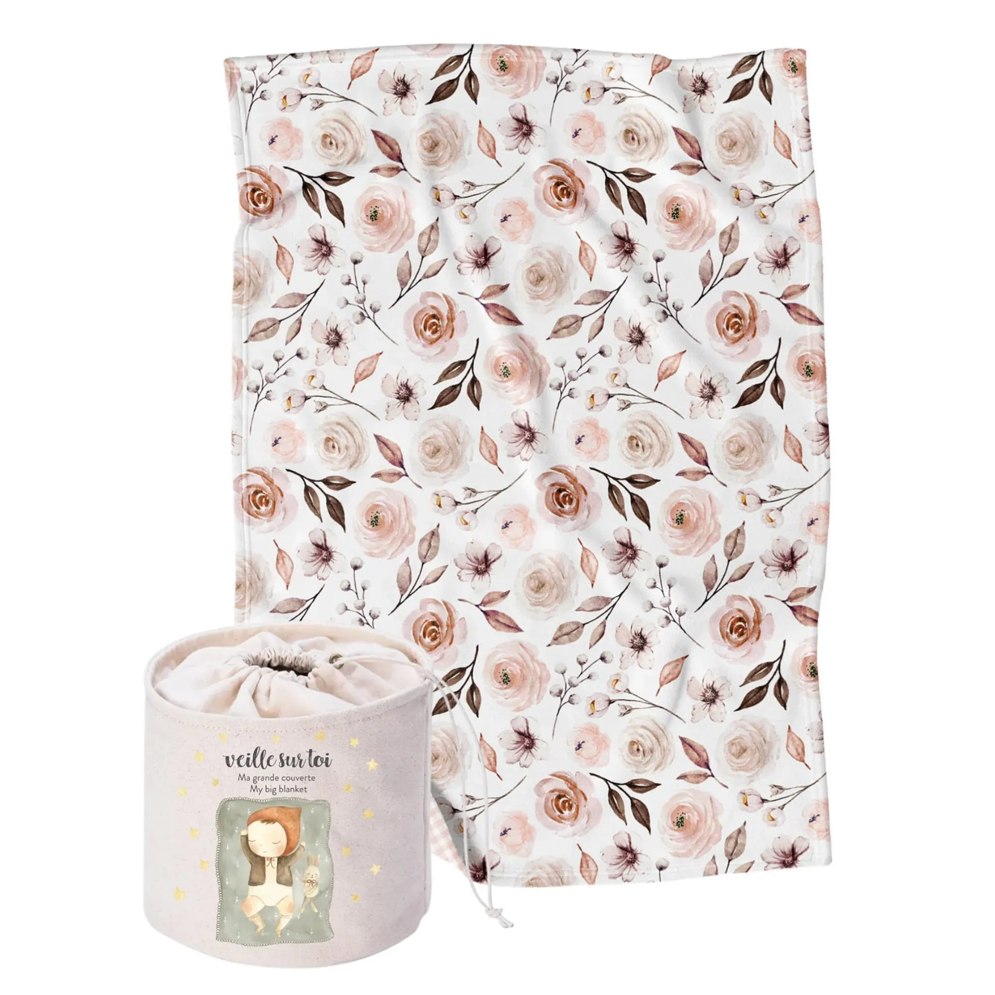 Veille sur Toi Grande Couverture Minky - Fleurs