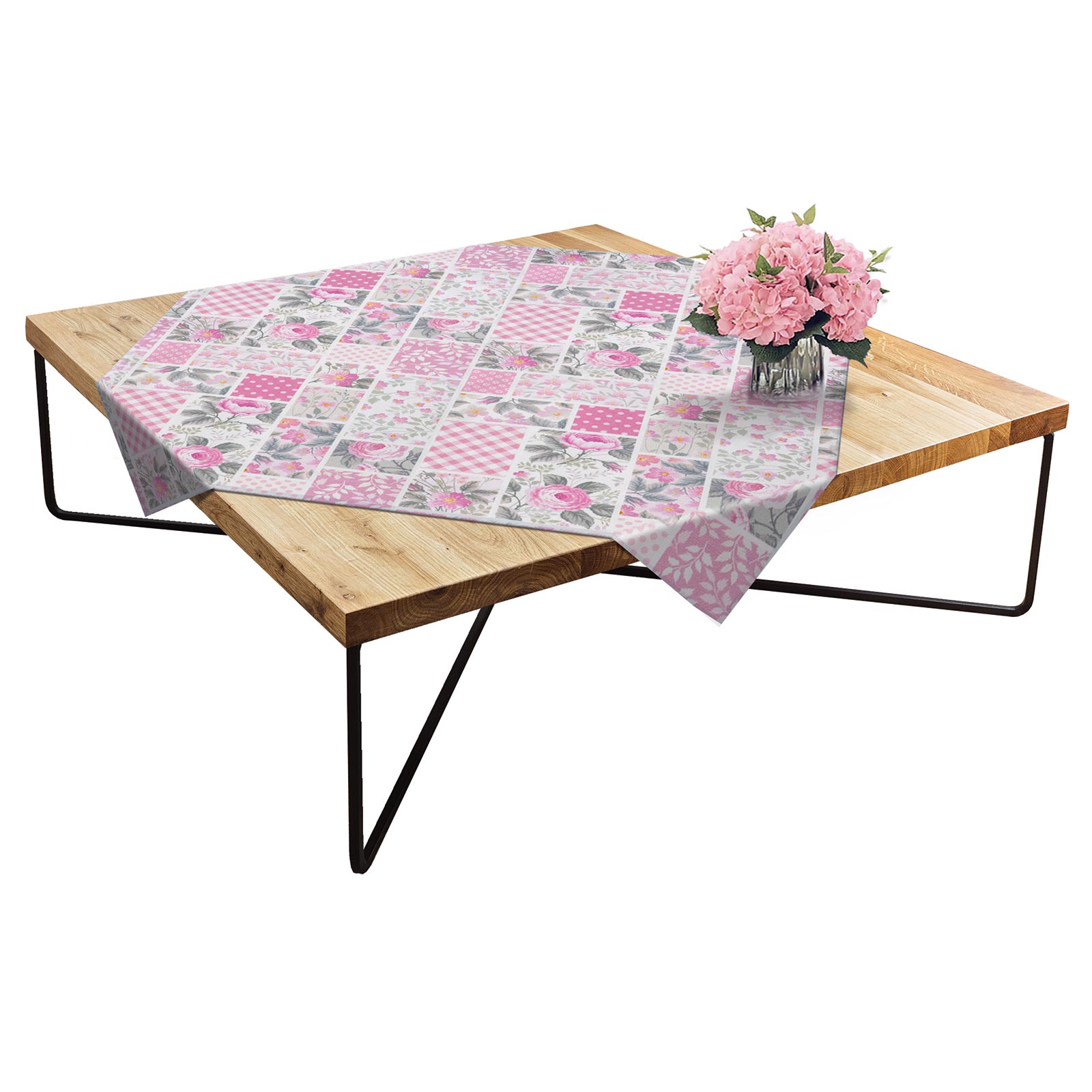 Tischdecke - rosa-weiß - Patchwork - 80x80 cm
