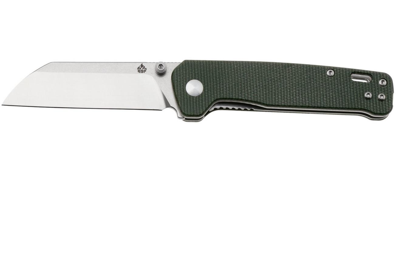 QSP Knife Penguin V2 QS130V2-C1 Two-Tone D2, Green Micarta, zakmes