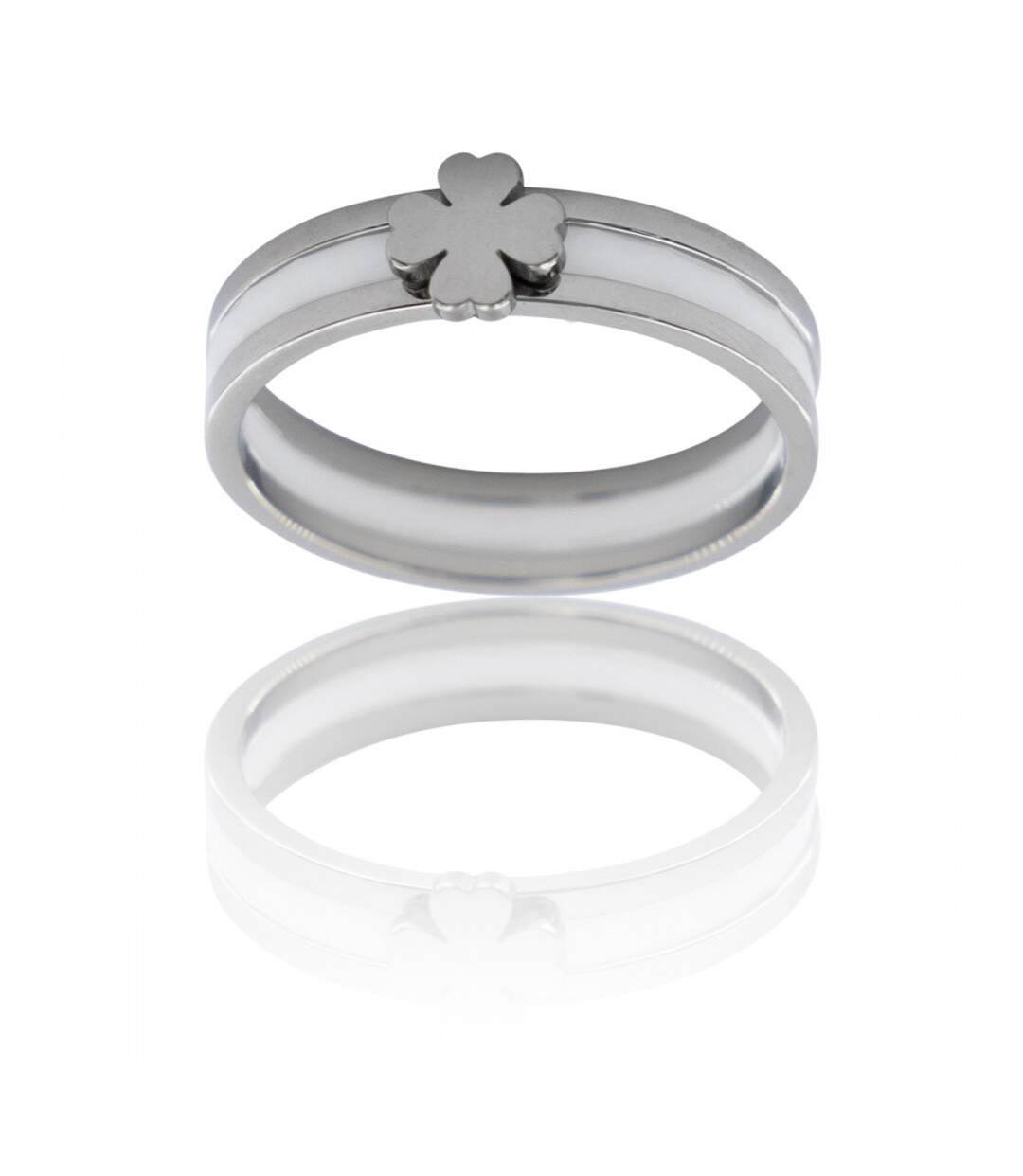 Coffret Bague Femme Céramique Acier Trêfle