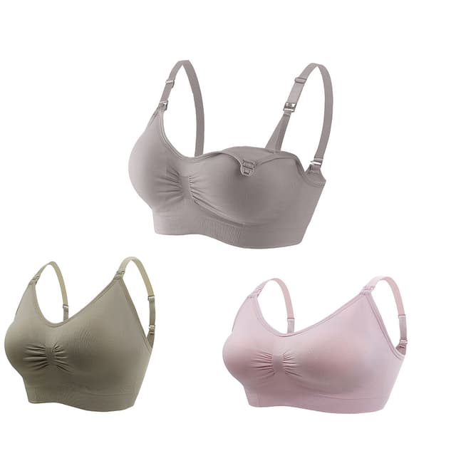 Amme-bh, 3-pak, (grøn + pink + kaffe) XL