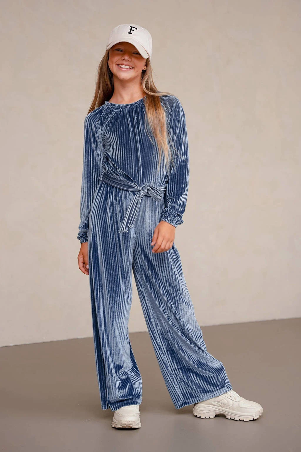 Like Flo jumpsuitfluwelen blauw straight