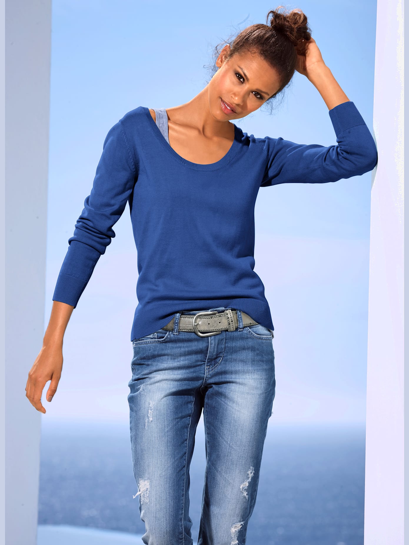 Pull col rond basique et facile à associer, coloris tendance