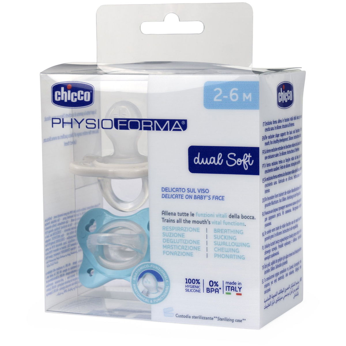 ChiccoChicco   PhysioForma Dual Soft Schnuller blau 2-6M