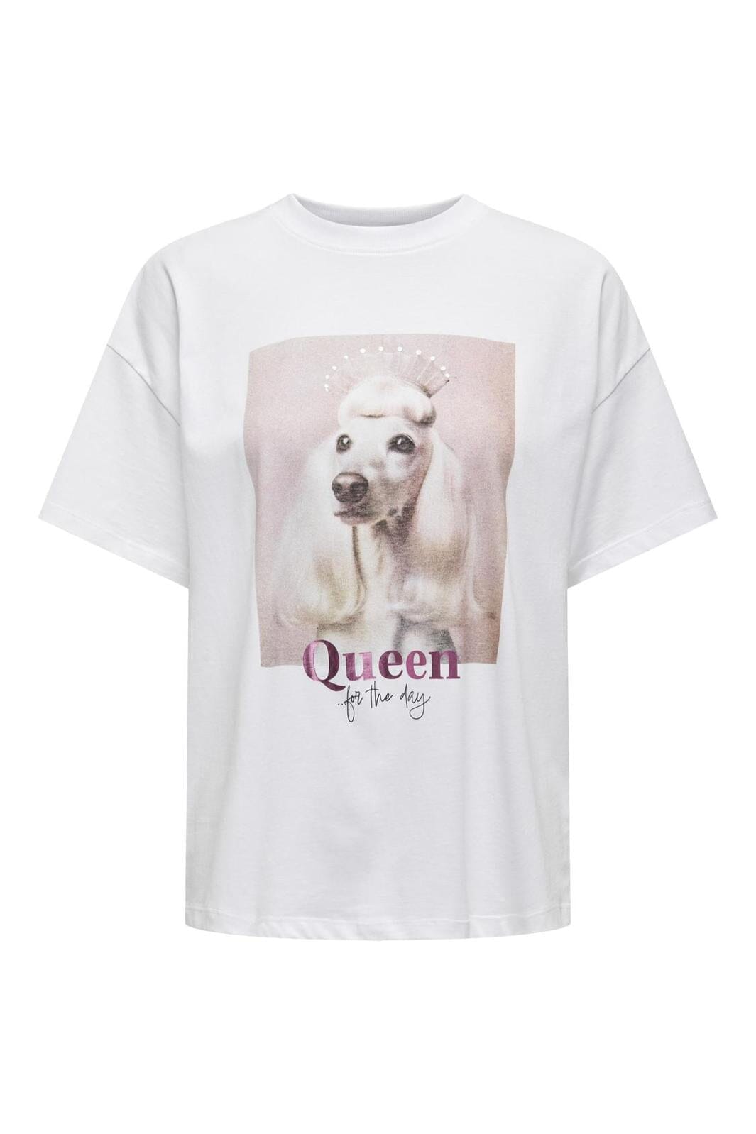 Only Onlqueen Life S/S Dogs Top Box 4597099 bright white dog