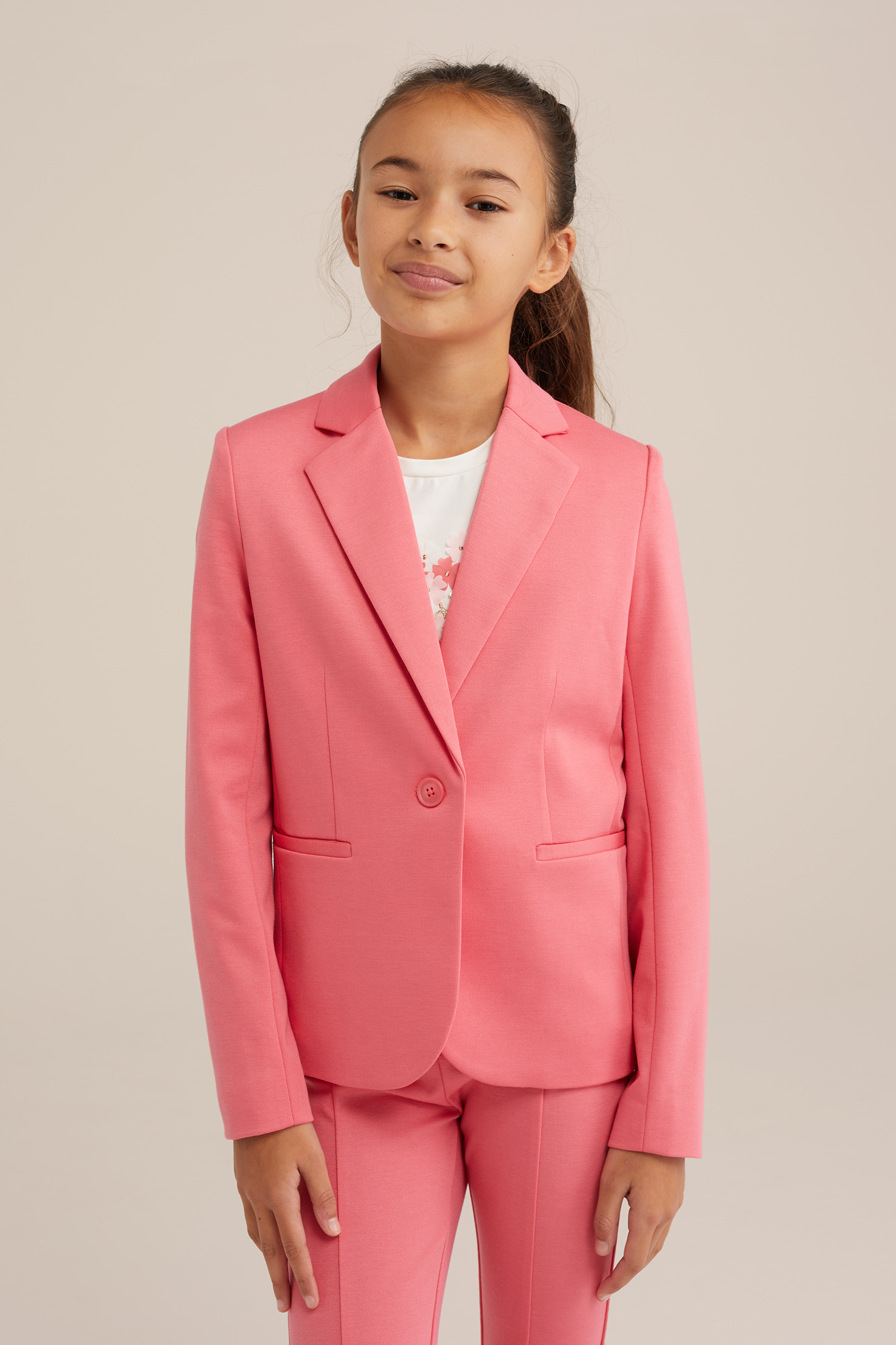 Meisjes regular fit blazer WE Fashion Felroze